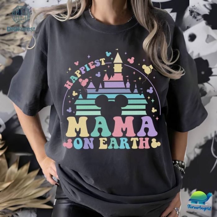 Disney Happiest Mama On Earth Shirt | Mama Png Sublimation Design | Disneymom Png | Magical Castle Mouse Ears Png | Mothers Day Gift | Mom Png