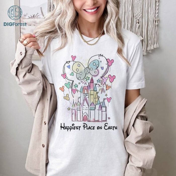 Disneyland Princess Castle Shirt, Disneyland Girl Vacation Shirt, Minnie Castle Watercolor Tee, DisneyWorld Girls Trip 2024, Castle Tee