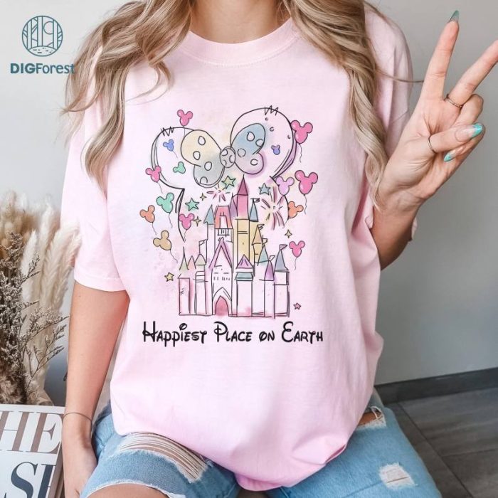 Disneyland Princess Castle Shirt, Disneyland Girl Vacation Shirt, Minnie Castle Watercolor Tee, DisneyWorld Girls Trip 2024, Castle Tee