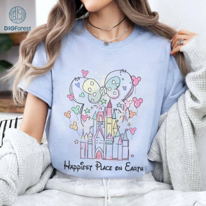 Disneyland Princess Castle Shirt, Disneyland Girl Vacation Shirt, Minnie Castle Watercolor Tee, DisneyWorld Girls Trip 2024, Castle Tee