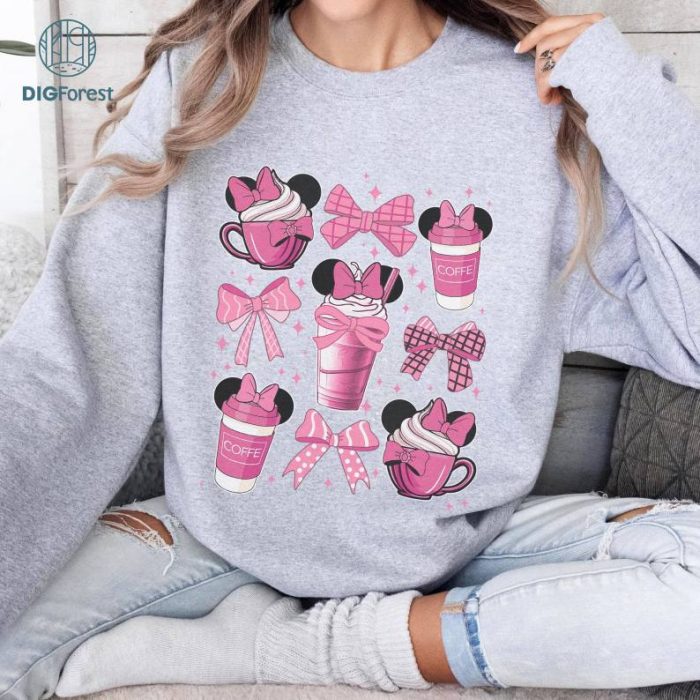 Disneyland Coquette Bow Mama Shirt | Disney Minnie Coquette Mom Era Shirt | Minnie Mama Needs Coffee Pink Bow Shirt | Mom Coquette Coffee Shirt