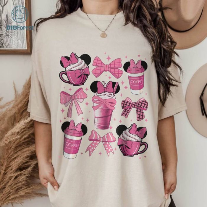 Disneyland Coquette Bow Mama Shirt | Disney Minnie Coquette Mom Era Shirt | Minnie Mama Needs Coffee Pink Bow Shirt | Mom Coquette Coffee Shirt