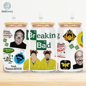 Breaking Bad TV Series 16oz Glass Can PNG, Funny Breaking Bad Gifts, Breaking Bad 16oz Libbey Glass Can, Sarcastic Glass Can PNG