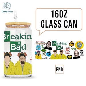 Breaking Bad TV Series 16oz Glass Can PNG, Funny Breaking Bad Gifts, Breaking Bad 16oz Libbey Glass Can, Sarcastic Glass Can PNG