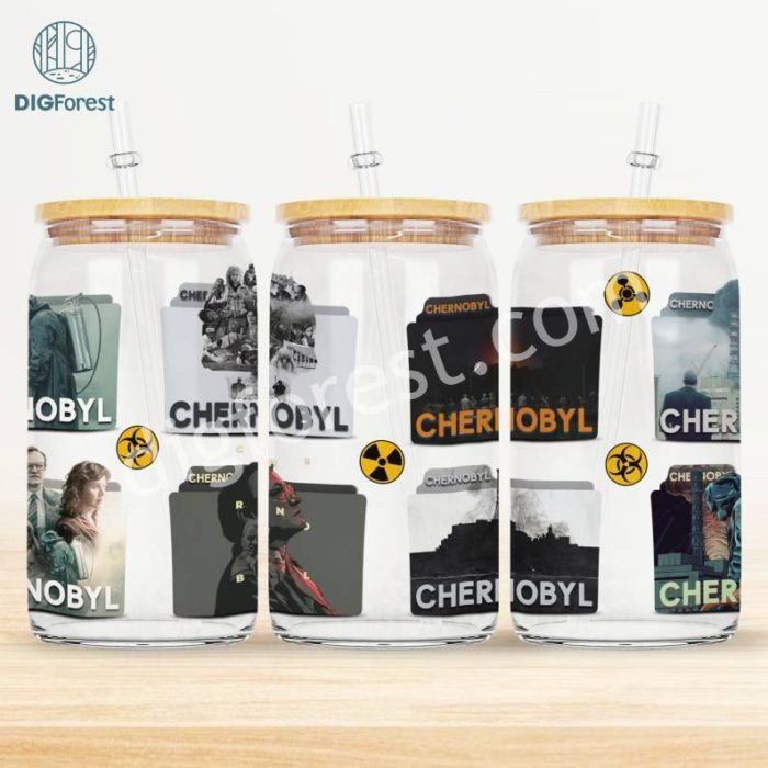 Chernobyl TV Series 16oz Glass Can PNG, Glass Can 16oz Chernobyl TV Series, Chernobyl 16 oz Libbey Glass Can Png, Gifts For Chernobyl Fan