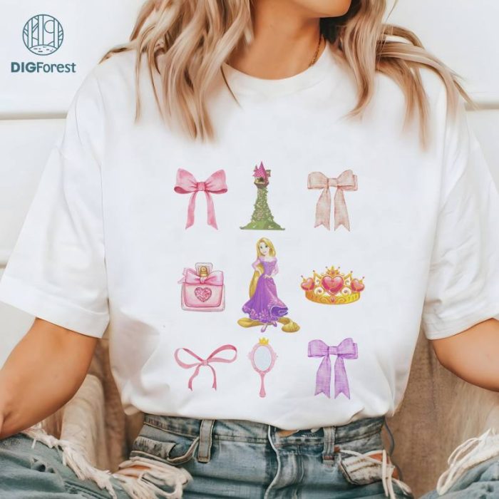 Disneyland Princess Coquette Shirt, Disney Rapunzel Coquette Png, WDW Disneyland Princess Girl Trip Png, Princess Birthday Girl Png, Digital Download