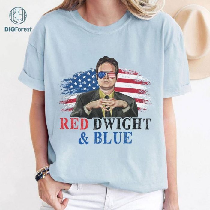 Red Dwight Blue T Shirt, Independence Day Gifts 4th Of July Shirts, Dwight Schrute Lovers Long Sleeve T Shirts Hoodie The Office