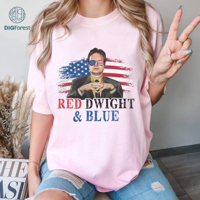 Red Dwight Blue T Shirt, Independence Day Gifts 4th Of July Shirts, Dwight Schrute Lovers Long Sleeve T Shirts Hoodie The Office