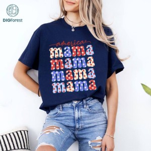 American Mama Shirt, Fourth of July T-Shirt, American Flag Tee, Cheeta Print, 4th of July Tee, Stars and Stripes Shirt
