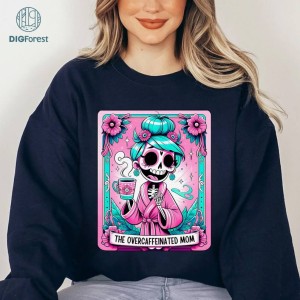 Mother's Day Cinco De Mayo Overcafeinated Mom Tarot Shirt | Woman Skeleton Mother Design, Witchy Vibes Skull Mama Shirt