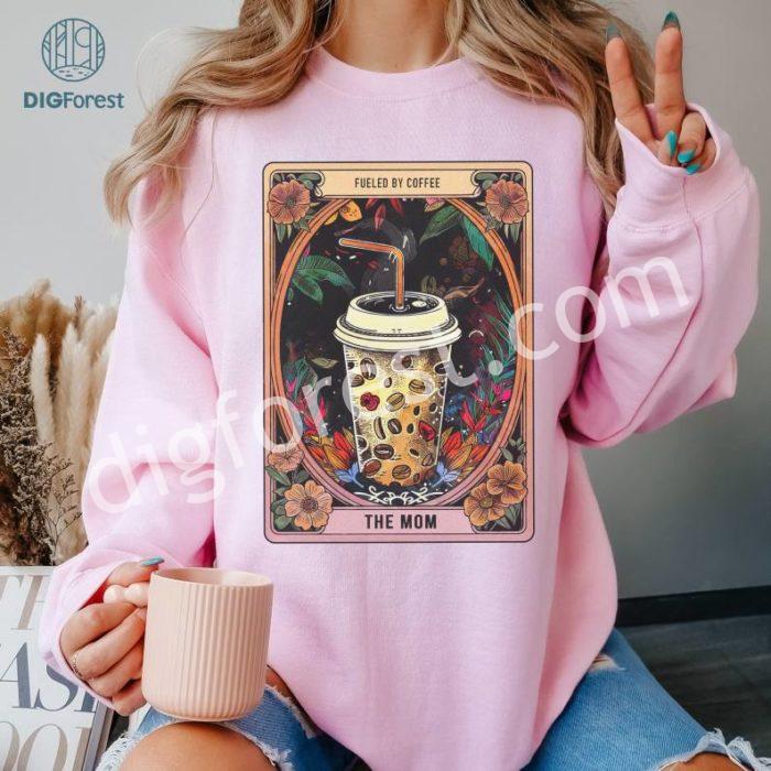 Mother's Day Tarot The Mom Fueled By Coffee Shirt | CincoMayo Overcafeinated Mom Tarot Shirt | The Tired Mom Shirt