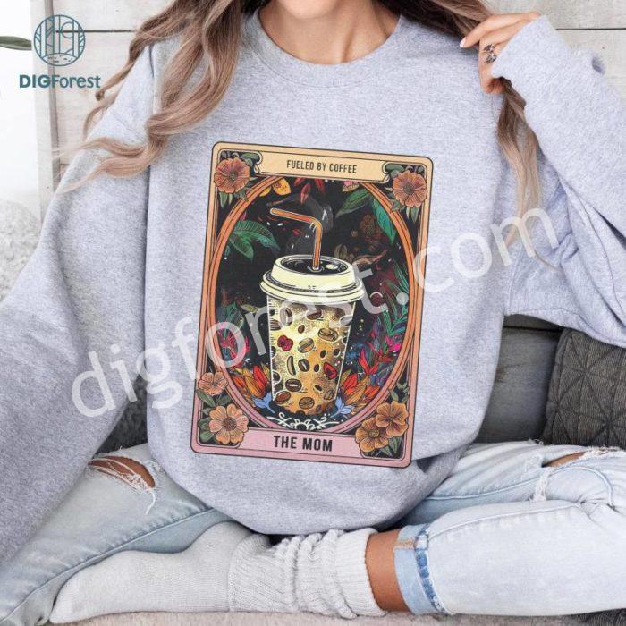 Mother's Day Tarot The Mom Fueled By Coffee Shirt | CincoMayo Overcafeinated Mom Tarot Shirt | The Tired Mom Shirt