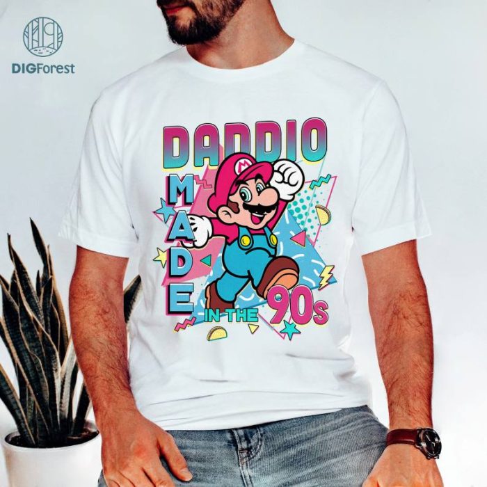 Daddio Made In The 90s Mario Father Day Shirt, Mario Bros Dad Shirt, Super Daddio Shirt, Father's Day Gifts, Funny Dad Tee, Video Game Shirt
