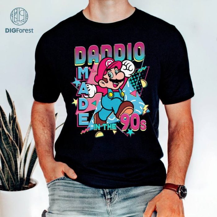 Daddio Made In The 90s Mario Father Day Shirt, Mario Bros Dad Shirt, Super Daddio Shirt, Father's Day Gifts, Funny Dad Tee, Video Game Shirt