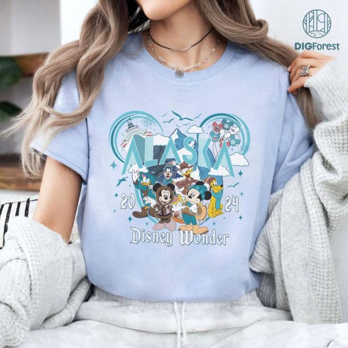 Disney Vintage Mickey and Friends Alaska Cruise Shirt, Disneyland Family Cruise Vacation 2024, Disneyland Wonder Shirt, Family Vacation Trip