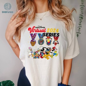 RunDisneyland Virtual Series 2024 Shirt, Disney Mickey And Friends Run All The Miles Eat All The Snacks Marathon Shirts, Disneyland Runner Shirts