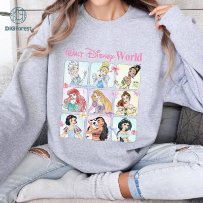 Walt DisneyWorld Water Color Princess Coquette Bow Shirt, Disney Coquette Soft Girl Shirt, Disneyland Princess Coquette Shirt, Girls Trip Shirt