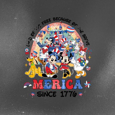 Disney Mickey and Friends 4th of July Shirt - Land of the Free Because of the Brave | Patriotic Independence Day Tee
