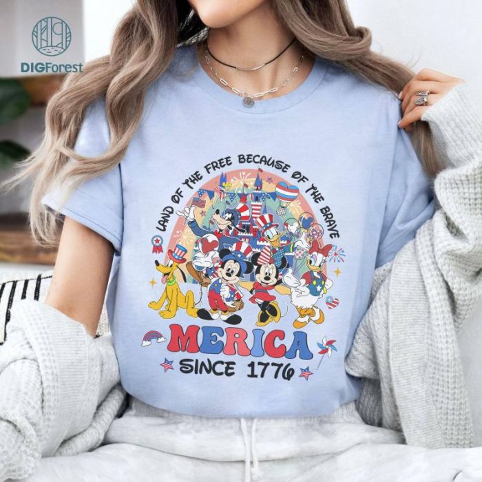 Disney Mickey and Friends Happy 4th of July Shirt, Land Of The Free Because Of the Brave, Disneyland Patriotic Independence Day Shirt