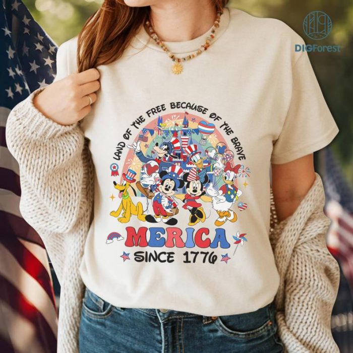 Disney Mickey and Friends Happy 4th of July Shirt, Land Of The Free Because Of the Brave, Disneyland Patriotic Independence Day Shirt