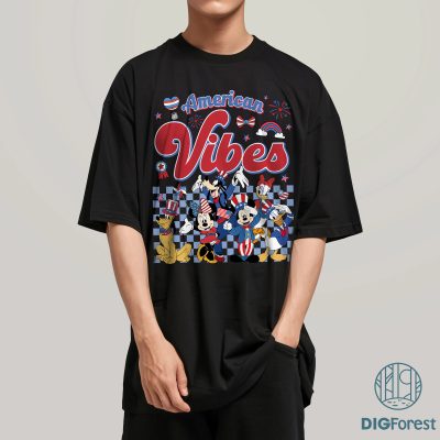Disneyland America Vibes Shirt - Mickey and Friends 4th of July T-Shirt | Patriotic American Flag Design