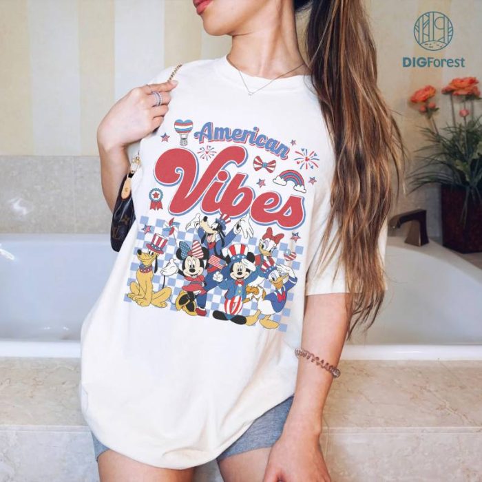 Disneyland America Vibes Shirt, Disney Mickey and Friends Shirt, Happy 4th Of July Shirt, Independence Day Shirt, Mickey American Flag Shirt