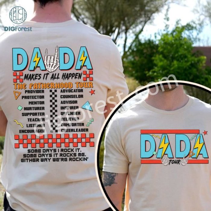 Fatherhood Tour Shirt, Gift For Dada, Father's Day Shirt, Gift For Father, Sometimes I Rock It Sometimes It Rocks Me Father Day, Trendy Front And Back Shirt