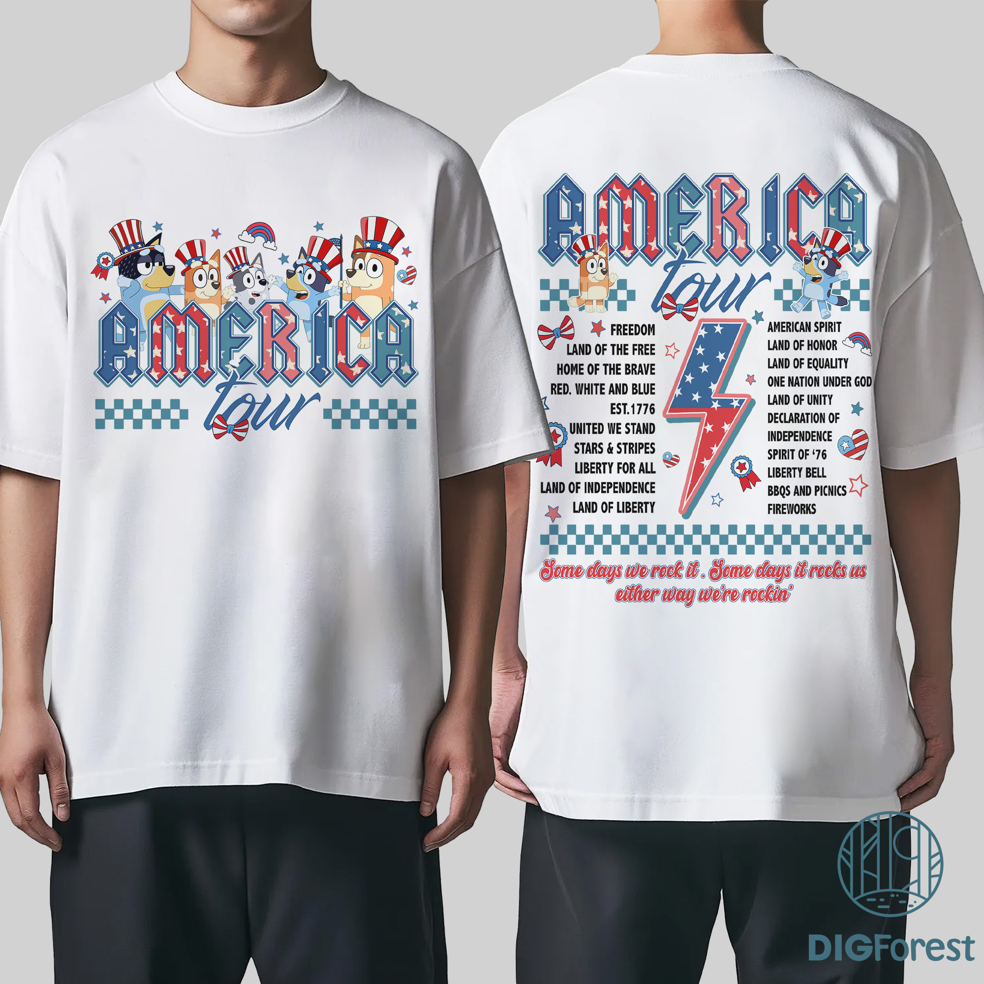 Bluey America Tour 4th of July Shirt - Patriotic Independence Day T-Shirt | Memorial Day Gift for Her