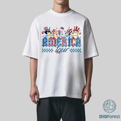 Bluey America Tour 4th of July Shirt - Patriotic Independence Day T-Shirt | Memorial Day Gift for Her