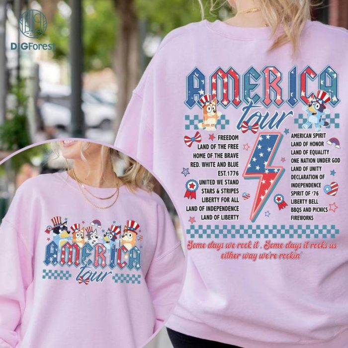 Bluey America Tour 4th Of July Shirt, Independence Day for Patriotic TShirt, America Tour on Memorial Day Gift for Her