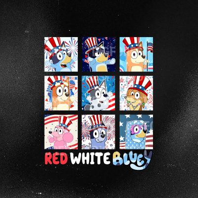 Red White and Bluey 4th of July Shirt - Dog Cartoon Patriotic Independence Day Tee