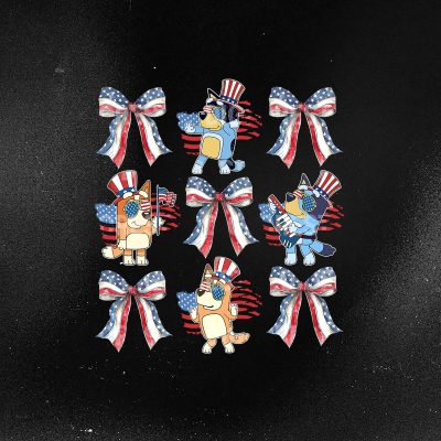 Coquette Bows Bluey and Bingo 4th of July Shirt - American Patriotic Family Independence Day 2024 Tee Coquette Bows Bluey and Bingo 4th of July Shirt - American Patriotic Family Independence Day 2024 Tee