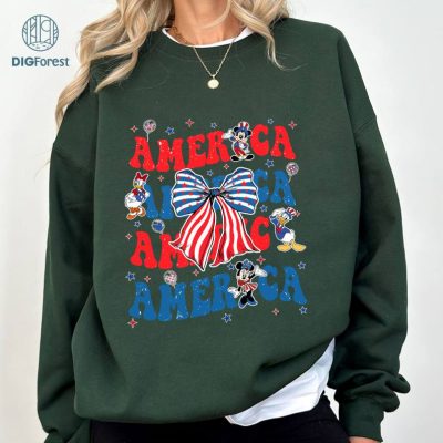 Disney Coquette Mickey and Friends Disney 4th of July Shirt, Disney American Patriotic Group Shirt, Family Happy Independence Day 2024 Shirt