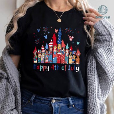 Disney Princess Happy Independence Day Shirt, Disneyland Girl Trip Patriotic American Honor, Family Us Flag Freedom 4Th Of July Matching