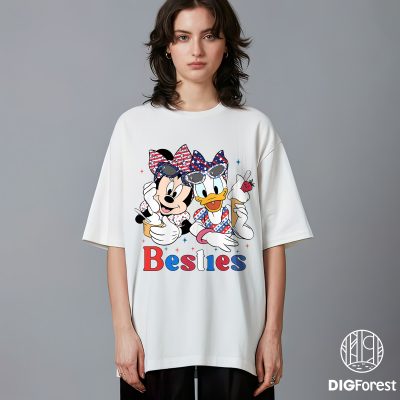Minnie & Daisy Happy 4th of July T-Shirt - Disney Bestie Patriotic Tee | WDW Girls Trip Women’s Freedom Shirt