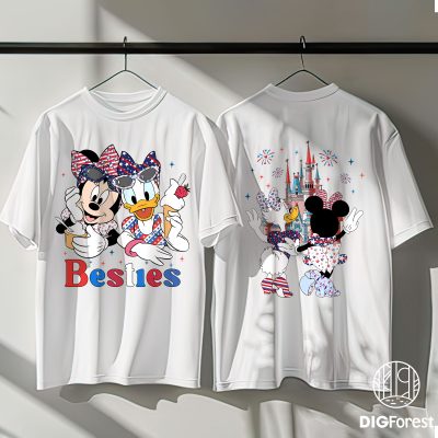 Minnie & Daisy Happy 4th of July T-Shirt - Disney Bestie Patriotic Tee | WDW Girls Trip Women’s Freedom Shirt