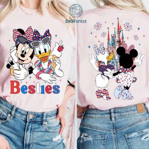Minnie Daisy Happy 4th of July T-shirt, Disney Minnie Daisy Bestie Patriotic Shirt, WDW Girls Trip Shirt, Women Freedom Tee