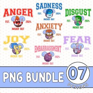 Disney Pixar Inside Out Characters Bundle, Inside Out Movie Png, Disneyland Inside Out, Anger, Sadness, Disgust, Family Matching Shirt