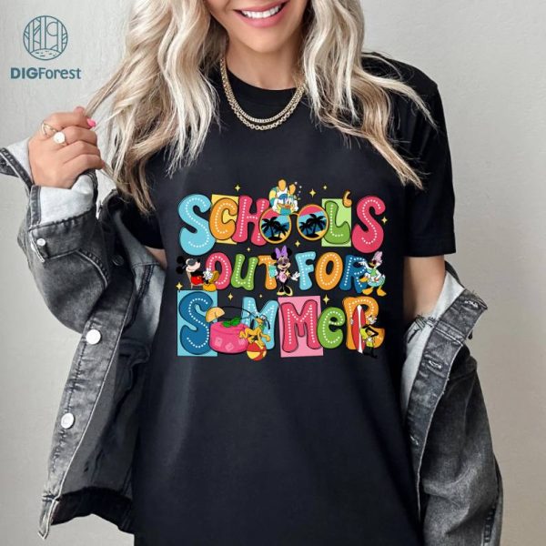 Disney Mickey and Friends School's Out For Summer Shirt Download, End of School Year Png, Teacher Last Day Of School Png, Summer Vacation Png