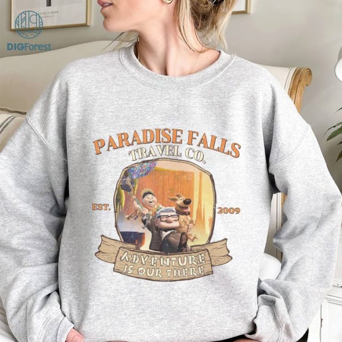 Paradise Falls Travel Co. Adventure Is Our There Shirts, Vintage Disneyland Pixar Up Carl T-shirt, Paradise Falls Disneyworld Trip Shirts