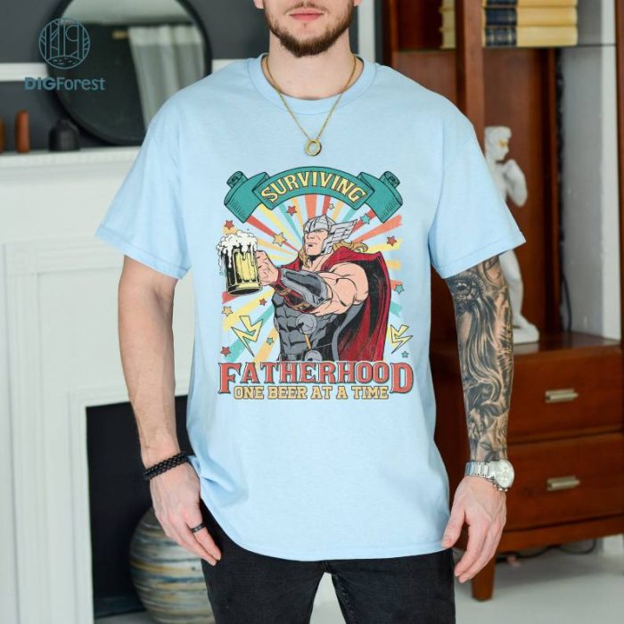 Thor Surviving Fatherhood One Beer at a Time T-shirt,Funny Skull Tshirt,One Beer At A Time, Fatherhood Shirt, New Dada Shirt Gift,Drinking Husband