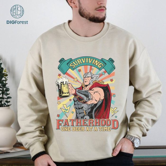 Thor Surviving Fatherhood One Beer at a Time T-shirt,Funny Skull Tshirt,One Beer At A Time, Fatherhood Shirt, New Dada Shirt Gift,Drinking Husband