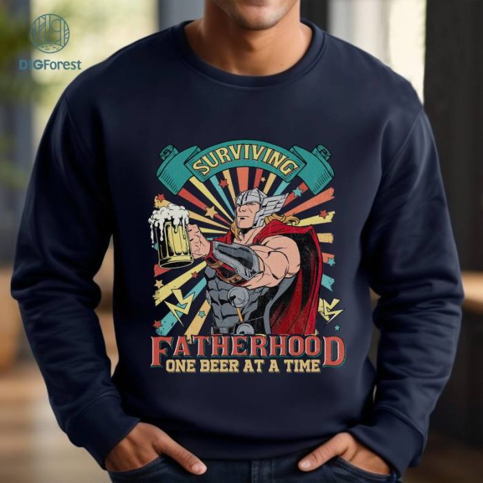 Thor Surviving Fatherhood One Beer at a Time T-shirt,Funny Skull Tshirt,One Beer At A Time, Fatherhood Shirt, New Dada Shirt Gift,Drinking Husband