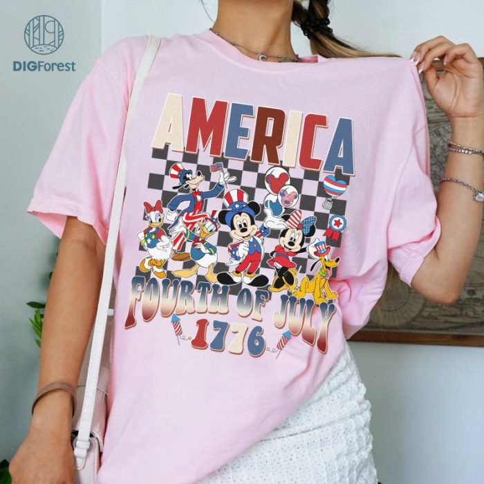 Disney Mickey And Friends Checkered Disneyworld Happy 4th of July Shirt | Happy Patriotic Day 1976 Tee | Memorial Day Shirt
