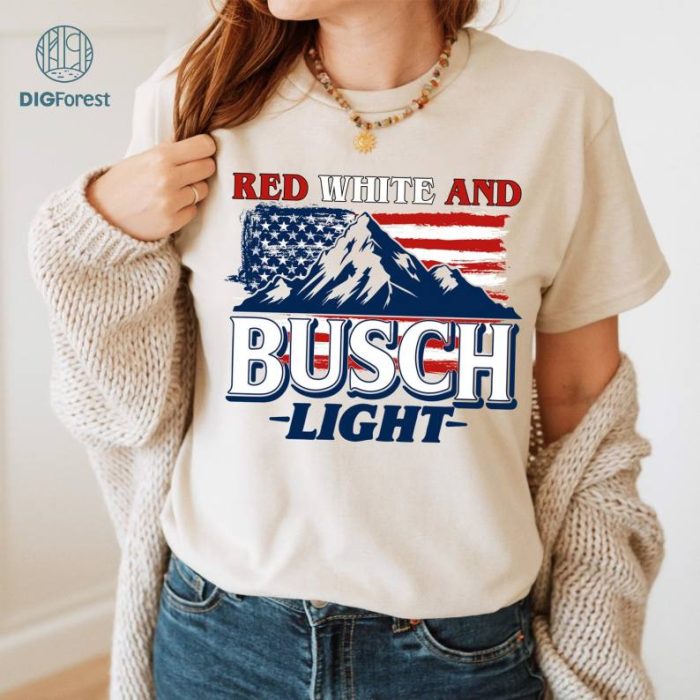 Red White and Busch Light 4th of July Shirt, 4th of July Shirt, Independence Day, American Flag Shirt