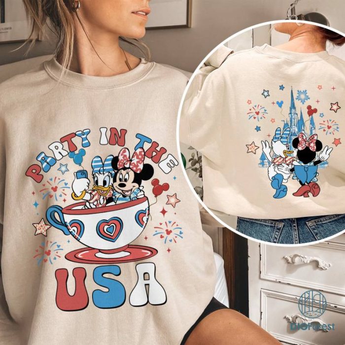 Disneyworld Minnie Daisy Happy 4th of July Shirt, Disney Minnie Daisy Besties Party in the USA Shirt, WDW Girls Trip Shirt, Women Freedom Tee