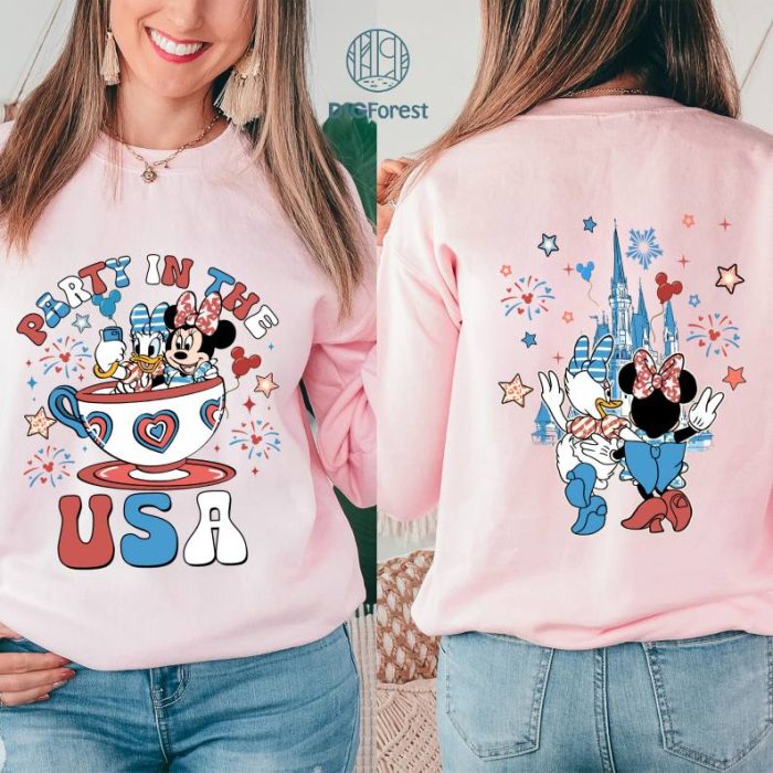 Disneyworld Minnie Daisy Happy 4th of July Shirt, Disney Minnie Daisy Besties Party in the USA Shirt, WDW Girls Trip Shirt, Women Freedom Tee