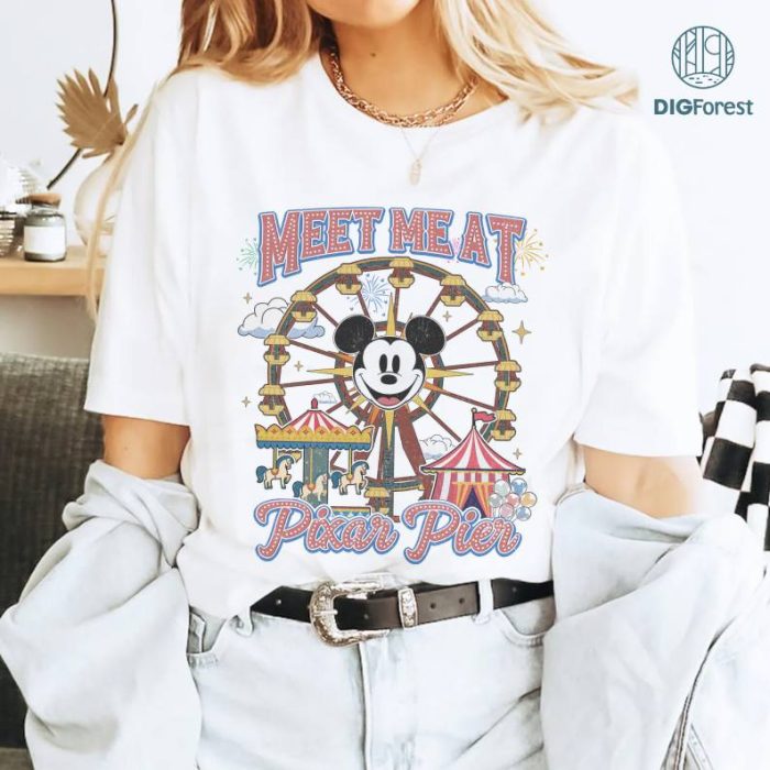 Disney Vintage Meet Me at Pixar Pier Disneyworld Pixar Fest 2024 Shirt | Disneyland California Adventure Shirt | Magic Kingdom Shirt