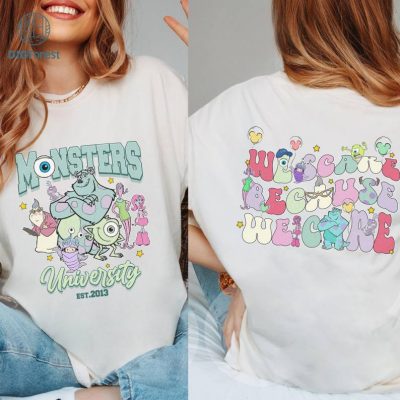 Two-sided Retro Disney Pixar Monster University Shirt | We Scare Because We Care Shirt | Teacher Appreciation
