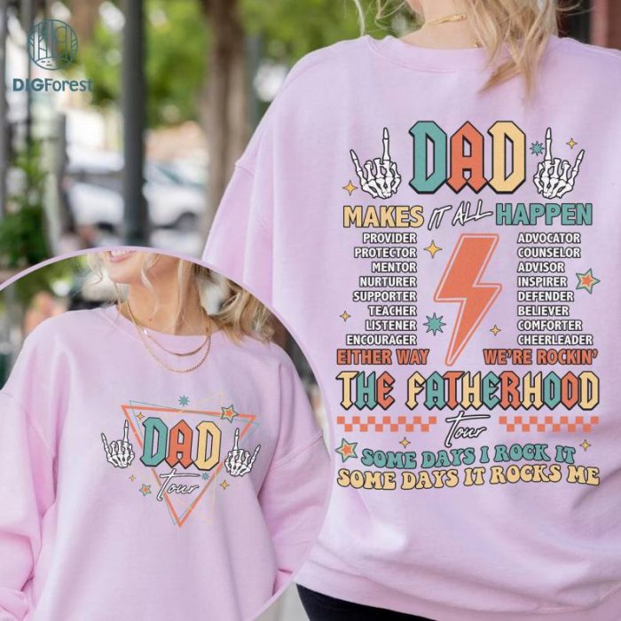 Dad Tour Shirt, Gift For Dada, Fatherhood Shirt, Father's Day Shirt, Gift For Father, Some Days I Rock It Shirt, Trendy Front And Back Shirt